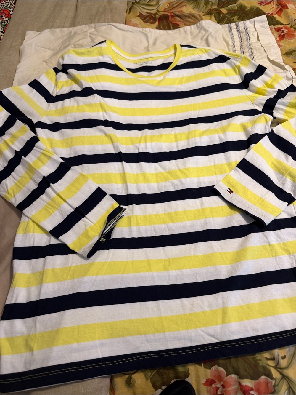 Tommy Hilfiger Yellow, Navy & White Striped Long-Sleeve Tee